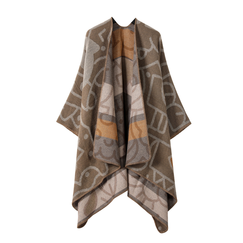 Șal din cașmir sintetic, tricotat dublu față, model cu flori, cald, unisex, potrivit pentru iarnă, primăvară și toamnă