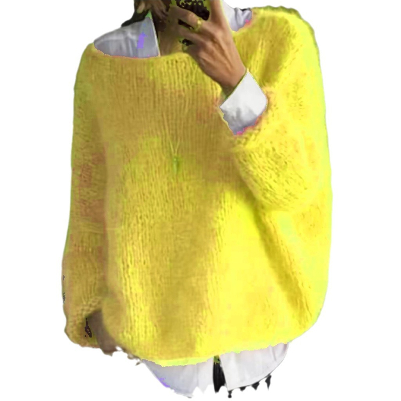 Kötött pulóver; akril szál nylonnal; bő szabású; tavasz 2025