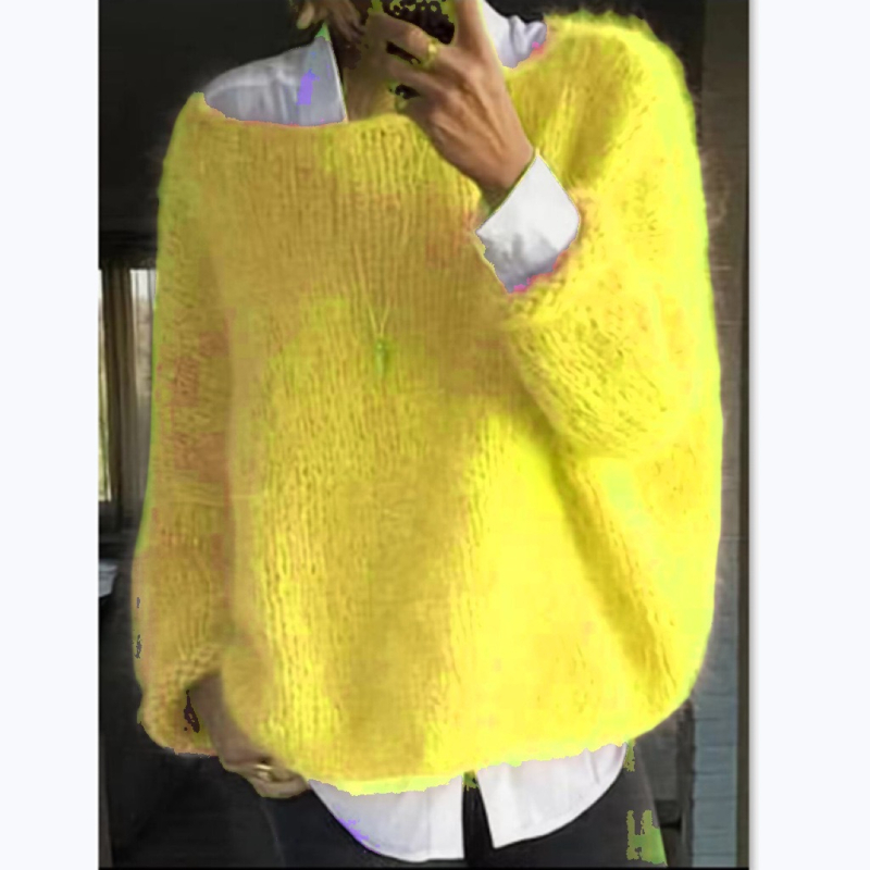 Kötött pulóver; akril szál nylonnal; bő szabású; tavasz 2025