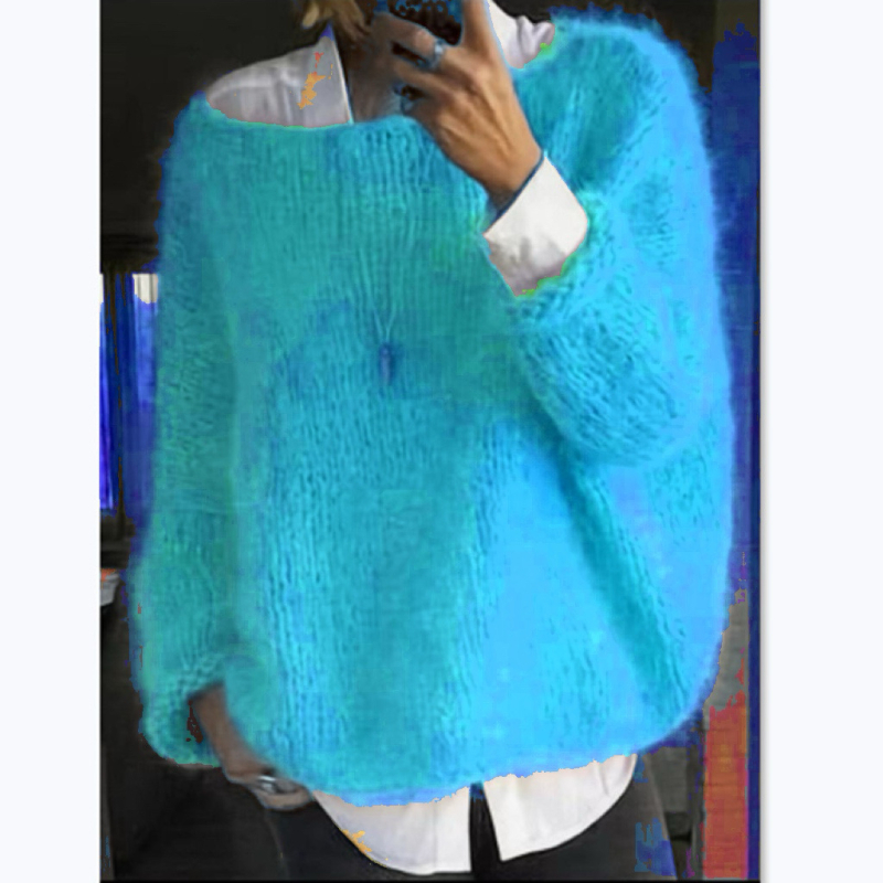 Kötött pulóver; akril szál nylonnal; bő szabású; tavasz 2025