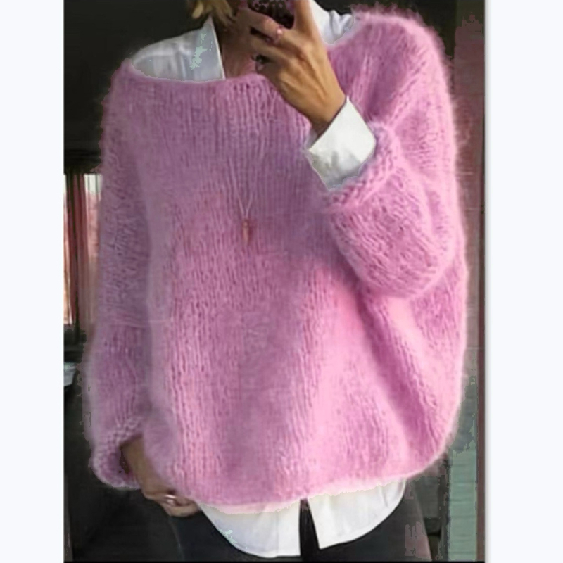 Kötött pulóver; akril szál nylonnal; bő szabású; tavasz 2025