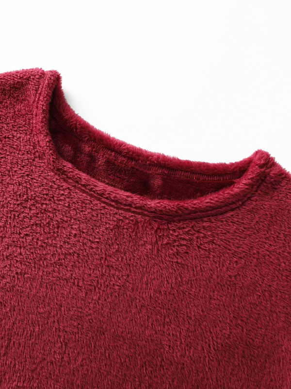 Hanorac din pluș cu imprimat cu desene animate, guler rotund, amestec poliester 30-50%, toamnă 2024