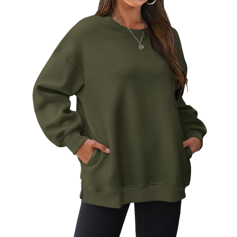 Sievietēm flīsa odere iekšpusē, brīvā piegriezuma, garas piedurknes, apaļa kakla izgriezums, poliester