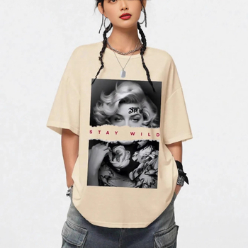 Ανδρικό βαμβακερό T-Shirt με κοντά μανίκια, στυλ street hip hop, εκτύπωση, ίσια γραμμή