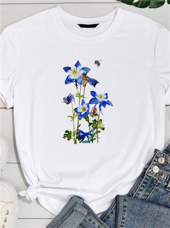 Футболка, памук-полиестер смес, кръгло деколте, къс ръкав, печатен стил