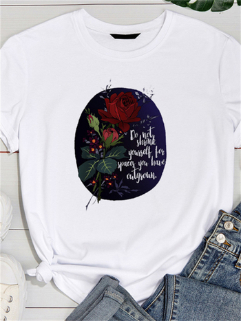 Футболка, памук-полиестер смес, кръгло деколте, къс ръкав, печатен стил