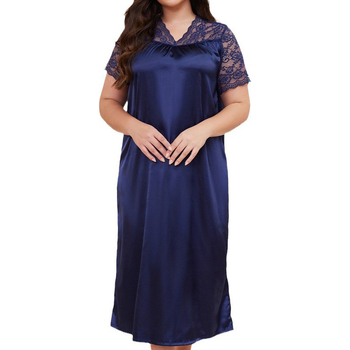 Γυναικείο μακρύ νυχτικό από συνθετικό μετάξι, V-λαιμό, μανίκια με τρία σημεία, υπερλεπτό πολυεστερικό ύφασμα