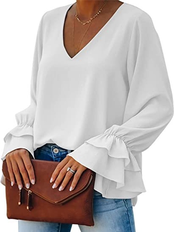 Πουκάμισο με V-λαιμό, μακριά μανίκια, ύφασμα σπάντεξ (90–95%), Άνοιξη 2023