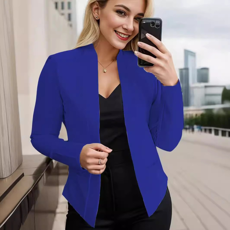 Sacou de damă mic, cu model 3D, poliester, guler de costum, mâneci lungi, lungime medie