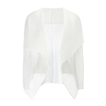 Cămașă din chiffon de Tencel cu suprapunere stil cardigan, croială slim, mâneci lungi, lungime medie, UPF30+