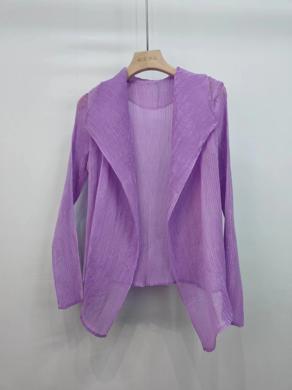 Cămașă din chiffon de Tencel cu suprapunere stil cardigan, croială slim, mâneci lungi, lungime medie, UPF30+