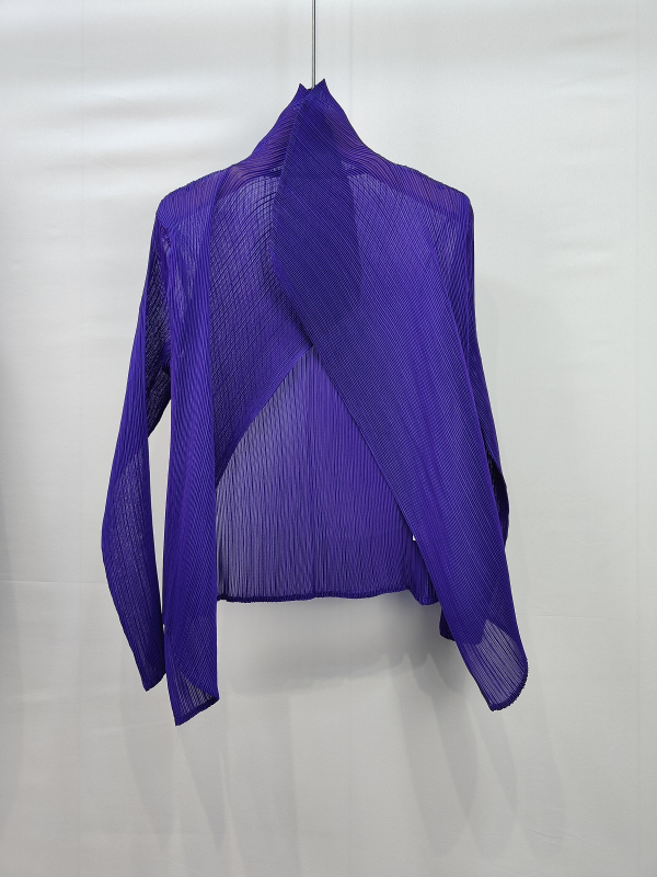 Cămașă din chiffon de Tencel cu suprapunere stil cardigan, croială slim, mâneci lungi, lungime medie, UPF30+