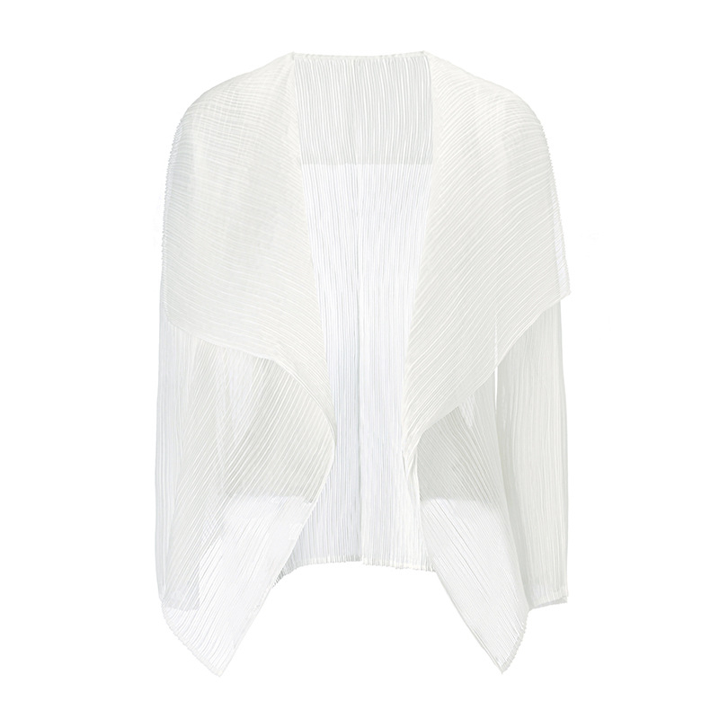 Cămașă din chiffon de Tencel cu suprapunere stil cardigan, croială slim, mâneci lungi, lungime medie, UPF30+