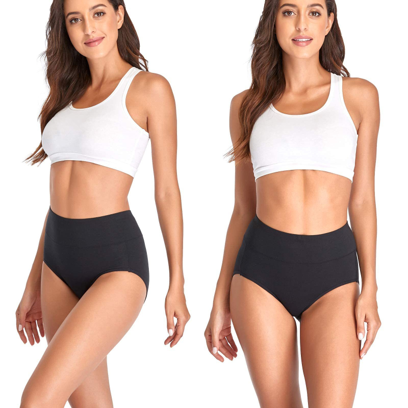 Дамски памучни бикини с висока талия, плюс размер, повдигане на ханша, контрол на корема след раждане, дишащи 95% памук 5% еластан