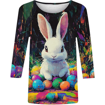 Πολυεστερικό T-shirt με χρωματικό μπλοκ, στρογγυλός λαιμός, κοντά μανίκια, μεσαίο μήκος