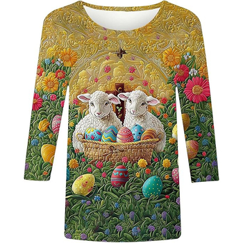 Πολυεστερικό T-shirt με χρωματικό μπλοκ, στρογγυλός λαιμός, κοντά μανίκια, μεσαίο μήκος