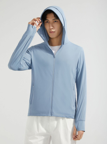 Jachetă de protecție solară unisex, cu glugă, UPF50+, material nailon respirabil, model S1333