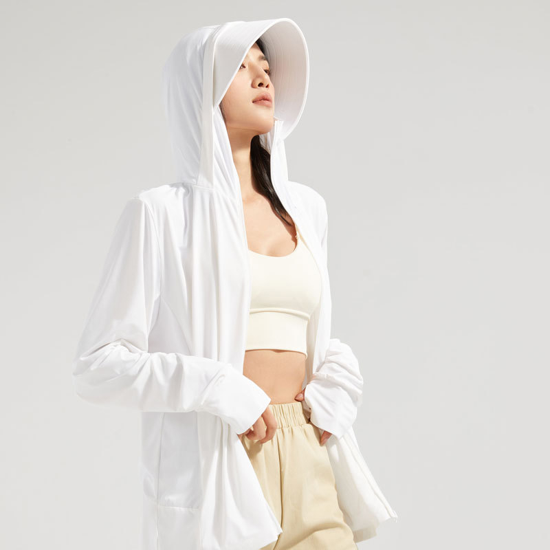 Jachetă de protecție solară unisex, cu glugă, UPF50+, material nailon respirabil, model S1333