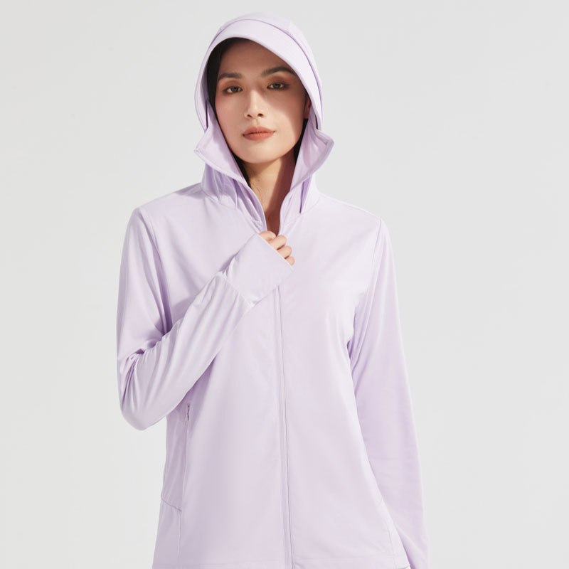 Jachetă de protecție solară unisex, cu glugă, UPF50+, material nailon respirabil, model S1333