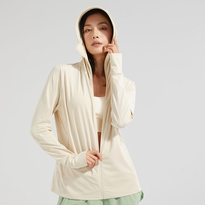 Jachetă de protecție solară unisex, cu glugă, UPF50+, material nailon respirabil, model S1333