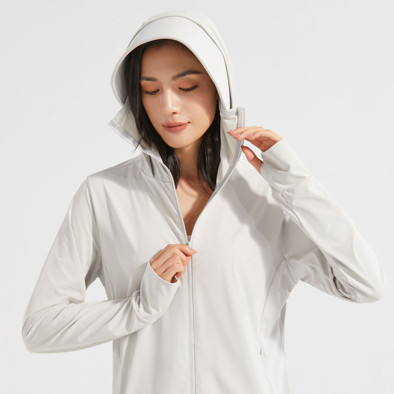 Jachetă de protecție solară unisex, cu glugă, UPF50+, material nailon respirabil, model S1333