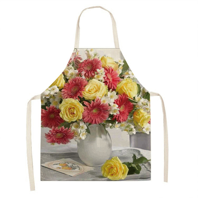 Ποδιά χωρίς μανίκια, ιαπωνικού στυλ, φλοράλ μοτίβο, ανθεκτικό στα λεκέδες