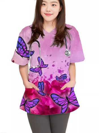 Tricou unisex cu model 3D, mâneci scurte, decolteu în V, imprimare digitală, 80-90% poliester