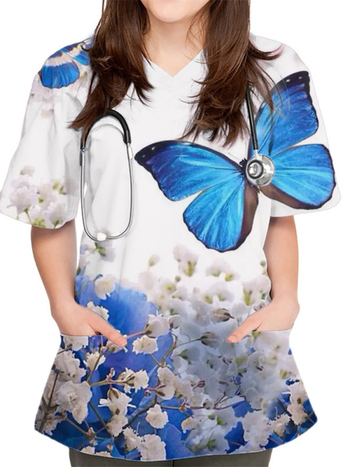 Unisex T-shirt με 3D μοτίβο, κοντά μανίκια, V-λαιμός, ψηφιακή εκτύπωση, 80-90% πολυεστέρας