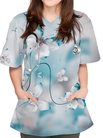 Unisex T-shirt με 3D μοτίβο, κοντά μανίκια, V-λαιμός, ψηφιακή εκτύπωση, 80-90% πολυεστέρας