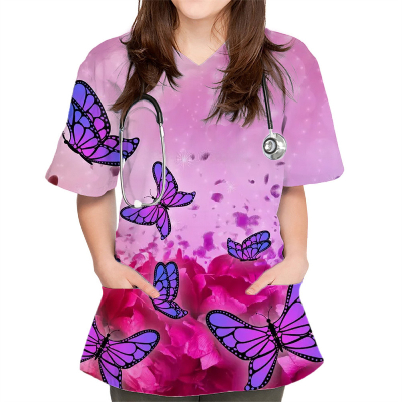 Tricou unisex cu model 3D, mâneci scurte, decolteu în V, imprimare digitală, 80-90% poliester