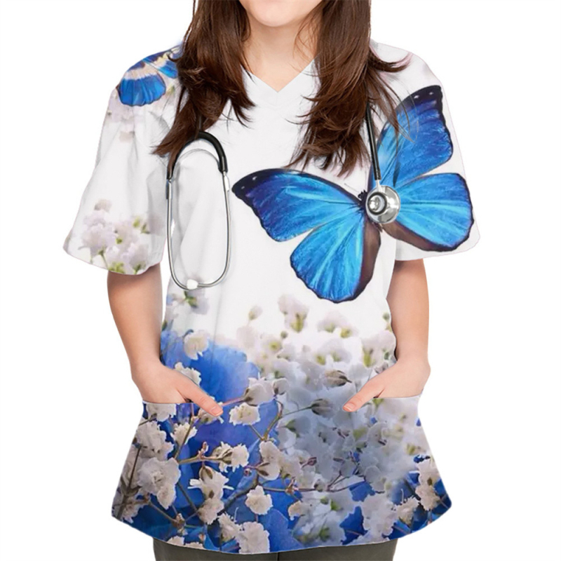 Tricou unisex cu model 3D, mâneci scurte, decolteu în V, imprimare digitală, 80-90% poliester