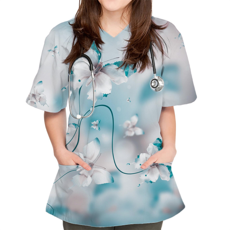 Tricou unisex cu model 3D, mâneci scurte, decolteu în V, imprimare digitală, 80-90% poliester