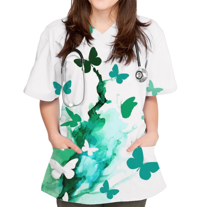Tricou unisex cu model 3D, mâneci scurte, decolteu în V, imprimare digitală, 80-90% poliester
