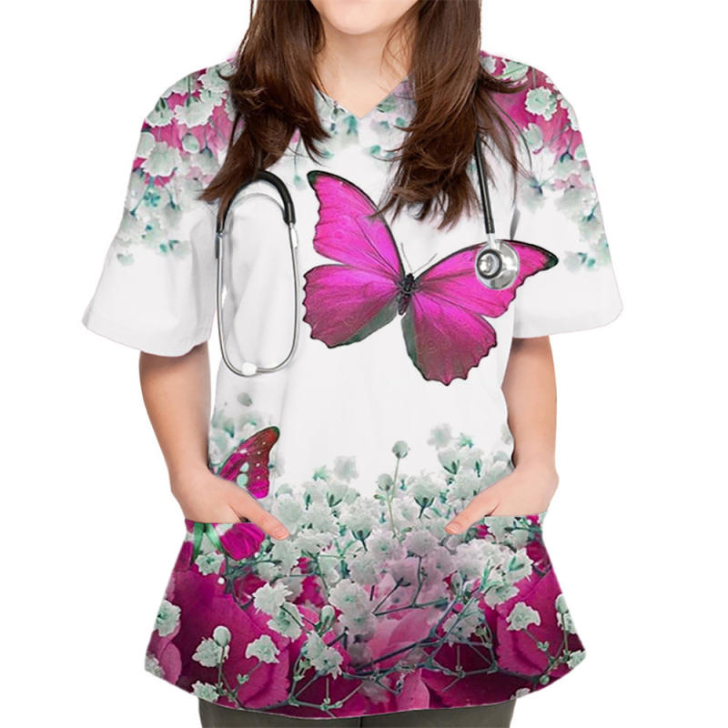 Tricou unisex cu model 3D, mâneci scurte, decolteu în V, imprimare digitală, 80-90% poliester