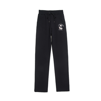 Дамски спортни панталони от памук-еластанова смес, прави крачоли, свободен силует, средна талия, дължина панталони (90-95% памук, до 30% еластан)