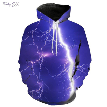 Мъжки качулен суитшърт с кръгъл деколте, свободна кройка, дигитален печат, полиестрова материя (96%+), странични джобове