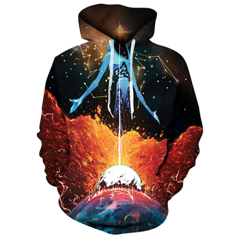 Мъжки суитшърт с качулка и V-образно деколте, 3D дигитален графити принт, свободна кройка, полиестер 91–95%, дълги ръкави