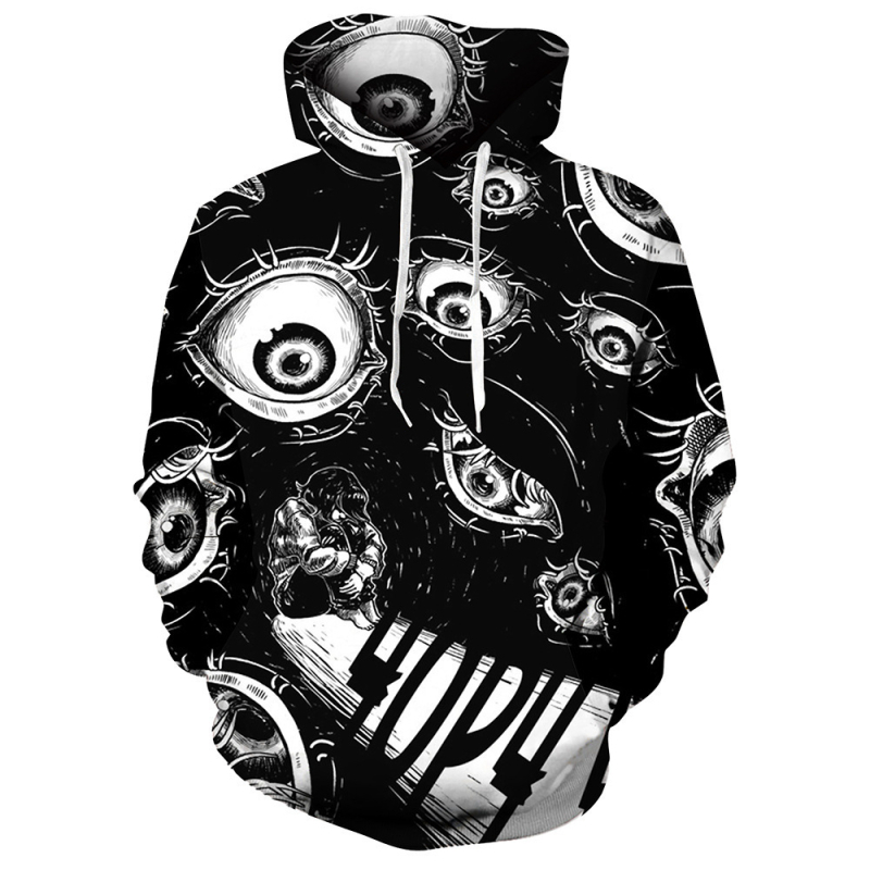 Hanorac bărbătesc cu glugă, imprimeu graffiti digital 3D, material poliester 91–95%, croială lejeră, mâneci lungi