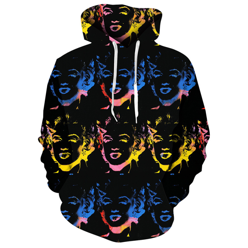 Hanorac bărbătesc cu glugă, imprimeu graffiti digital 3D, material poliester 91–95%, croială lejeră, mâneci lungi