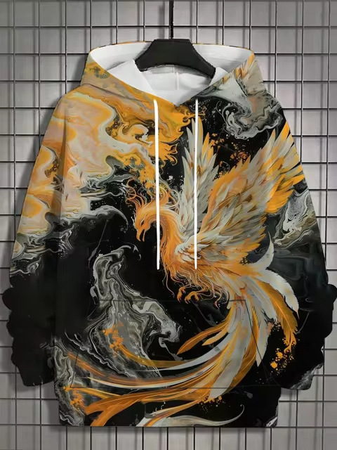 Muški hoodie s 3D printom životinjskog uzorka, tigrov motiv, dugi rukav, kapuljača, vintage stil