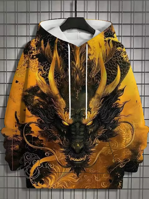 Muški hoodie s 3D printom životinjskog uzorka, tigrov motiv, dugi rukav, kapuljača, vintage stil