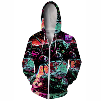 Мъжки суитшърд с качулка (3D дигитален принт, полиестер 96%+, кръгло деколте, дълги ръкави, свободен модел)
