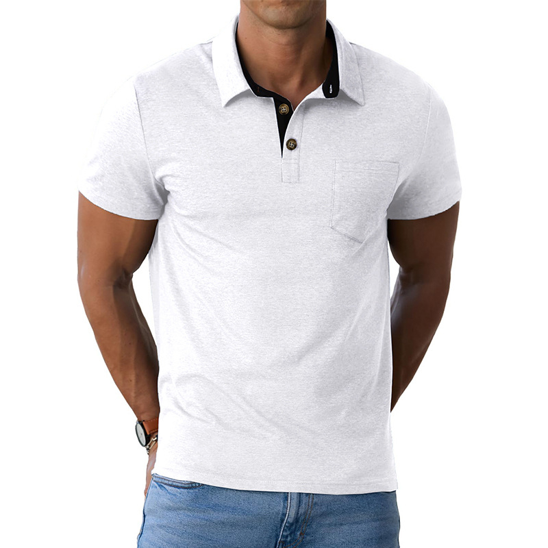 Поло риза с къс ръкав, памук-смес тъкан, еднотонен модел, дишаща и влагоотвеждаща