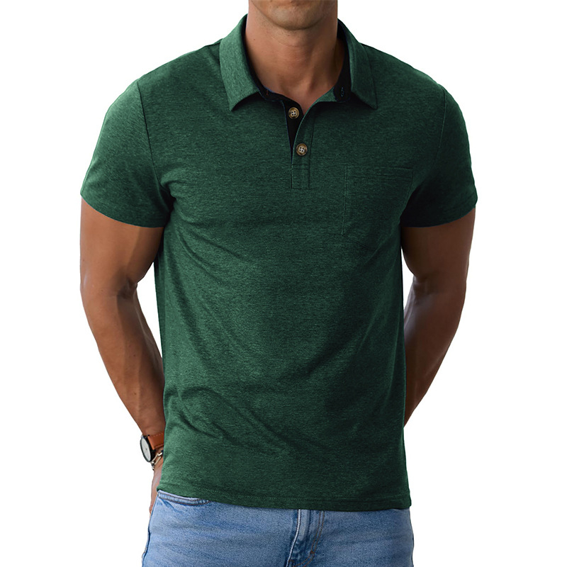 Поло риза с къс ръкав, памук-смес тъкан, еднотонен модел, дишаща и влагоотвеждаща