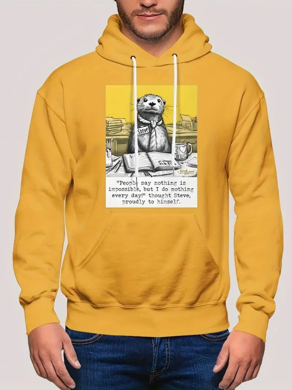 Hanorac bărbați cu glugă, imprimeu 3D cu animale, imprimare digitală, poliester, croială lejeră