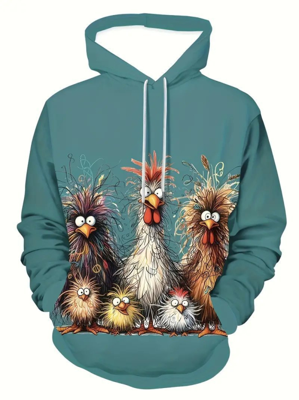 Hanorac bărbați cu glugă, imprimeu 3D cu animale, imprimare digitală, poliester, croială lejeră