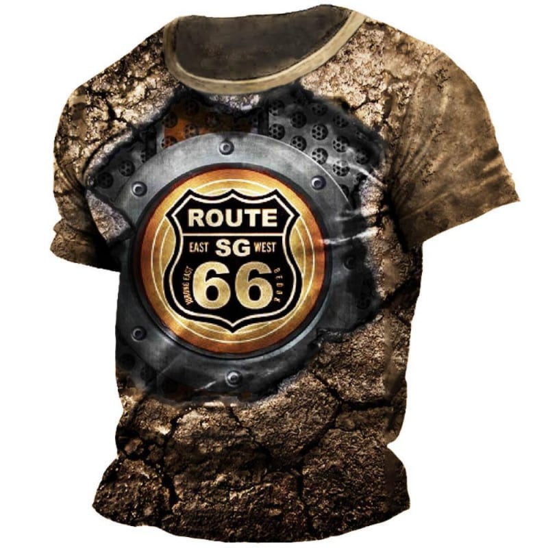 Tricou bărbați cu guler rotund, mâneci scurte, imprimeu geometric, material ușor din Milk Silk și poliester (91–95%), uscare rapidă, respirabil, sub 180 g, vară 2024