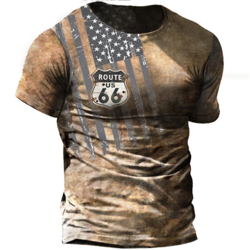 Tricou bărbați cu guler rotund, mâneci scurte, imprimeu geometric, material ușor din Milk Silk și poliester (91–95%), uscare rapidă, respirabil, sub 180 g, vară 2024