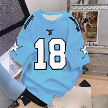 Αθλητικό T-shirt με 3D ρετρό εκτύπωση, κοντό μανίκι, στρογγυλός λαιμός χωρίς γιακά, άνετη εφαρμογή, διαπνέουσα πολυεστερική δικτυωτή ύφανση