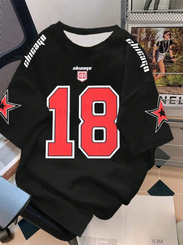 Sportska majica s 3D retro printom, kratki rukavi, okrugli izrez bez ovratnika, prozračna mrežasta tkanina od poliestera